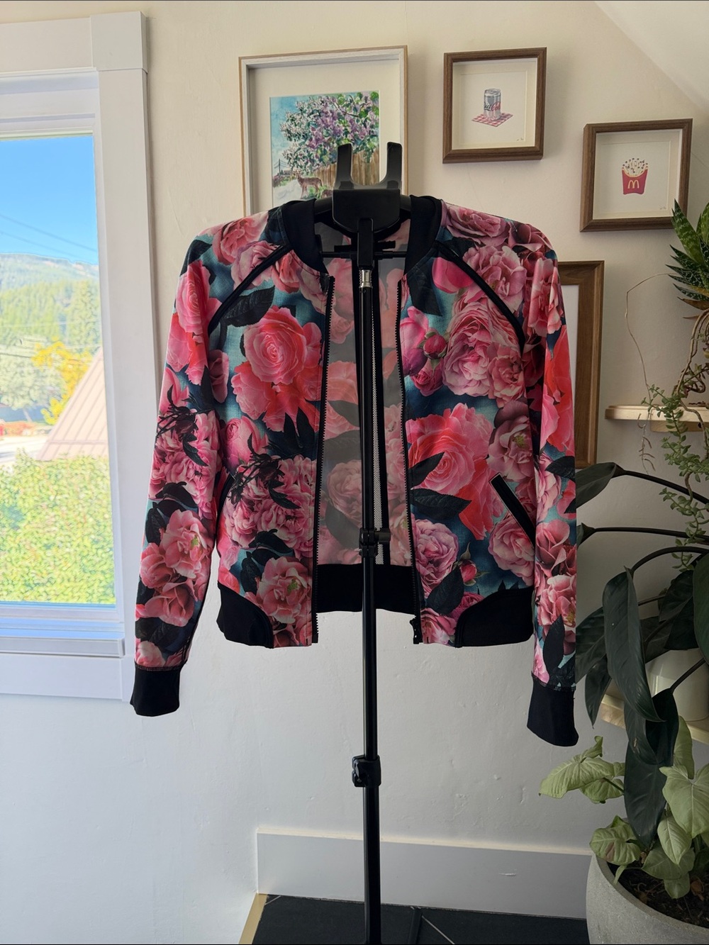 lululemon athletica Floral Bomber Jacket - Pink & Black